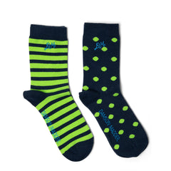 Damson Madder 2 Pack Socks Navy / Green Stripe / Spot - Parasol Store