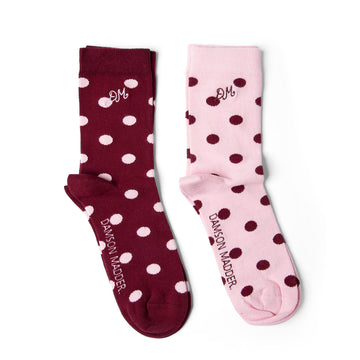 Damson Madder 2 Pack Socks Pink / Burg Spot Multi