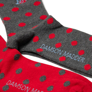 Damson Madder 2 Pack Socks Red / Charcoal Spot - Parasol Store