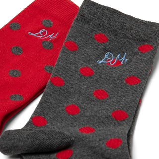 Damson Madder 2 Pack Socks Red / Charcoal Spot - Parasol Store
