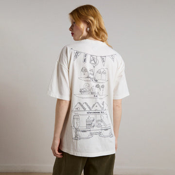 Damson Madder Afternoon Tea Boyfriend Tee White - Parasol Store