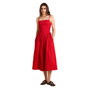 Damson Madder Angelina Cotton Satin Dress Fig - Parasol Store