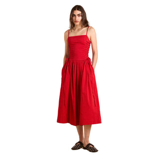Damson Madder Angelina Cotton Satin Dress Fig - Parasol Store