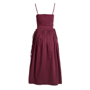Damson Madder Angelina Cotton Satin Dress Fig - Parasol Store