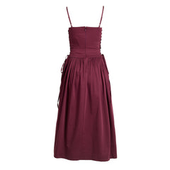Damson Madder Angelina Cotton Satin Dress Fig - Parasol Store