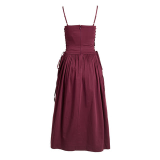 Damson Madder Angelina Cotton Satin Dress Fig - Parasol Store