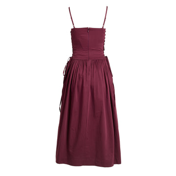 Damson Madder Angelina Cotton Satin Dress Fig - Parasol Store