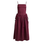 Damson Madder Angelina Cotton Satin Dress Fig - Parasol Store