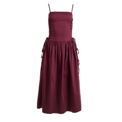Damson Madder Angelina Cotton Satin Dress Fig - Parasol Store