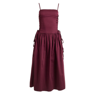 Damson Madder Angelina Cotton Satin Dress Fig - Parasol Store