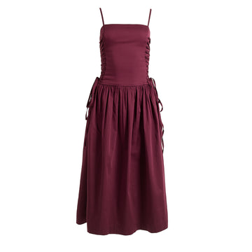 Damson Madder Angelina Cotton Satin Dress Fig - Parasol Store