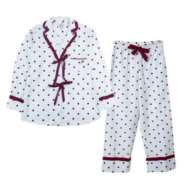 Damson Madder Antonella Pyjama Set Polka Dot Blue - Parasol Store