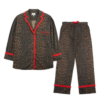 Damson Madder Antonia Pyjama Set Dark Leopard / Red - Parasol Store