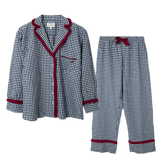 Damson Madder Antonia Pyjama Set Navy Gingham - Parasol Store
