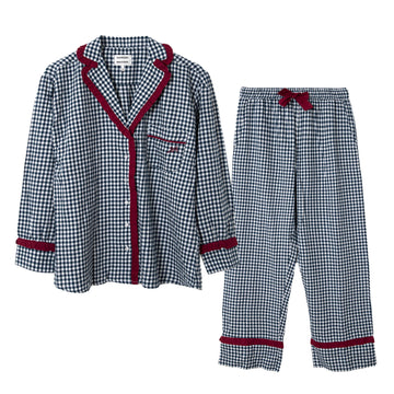 Damson Madder Antonia Pyjama Set Navy Gingham - Parasol Store