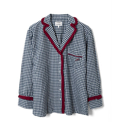 Damson Madder Antonia Pyjama Set Navy Gingham - Parasol Store