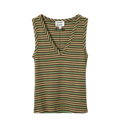 Damson Madder Arlea V-Neck Tank Brown Stripe Multi