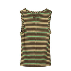 Damson Madder Arlea V-Neck Tank Brown Stripe Multi