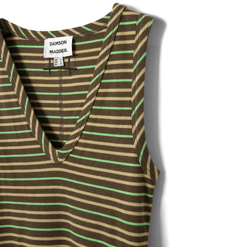 Damson Madder Arlea V-Neck Tank Brown Stripe Multi