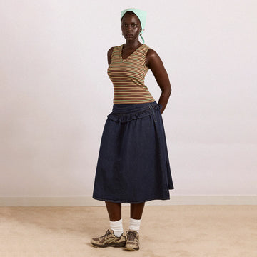 Damson Madder Arlea V-Neck Tank Brown Stripe Multi