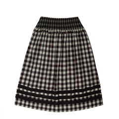 Damson Madder Ava Ruffle Midi Skirt Black & Butter Gingham - Parasol Store