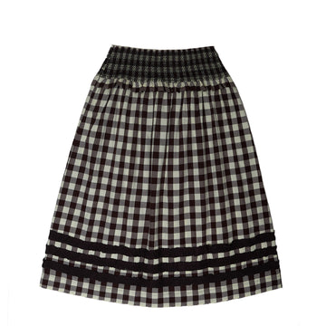 Damson Madder Ava Ruffle Midi Skirt Black & Butter Gingham