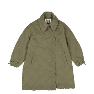 Damson Madder Avery Embroidered Quilted Coat Olive