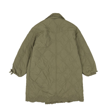 Damson Madder Avery Embroidered Quilted Coat Olive