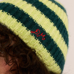 Damson Madder Beanie Green Stripe Multi