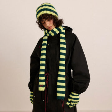 Damson Madder Beanie Green Stripe Multi