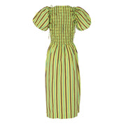 Damson Madder Becca Midi Dress Tropical Business Stripe - Parasol Store
