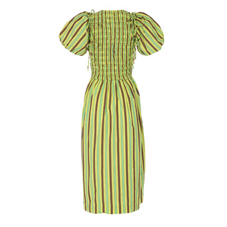 Damson Madder Becca Midi Dress Tropical Business Stripe - Parasol Store