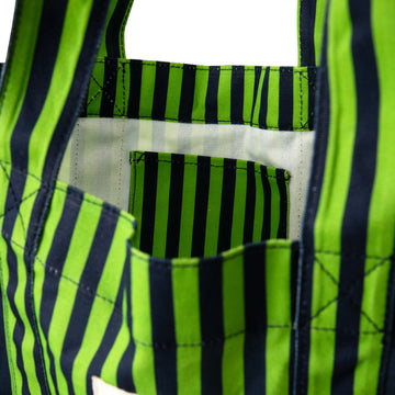 Damson Madder Canvas Tote Navy Lime Stripe - Parasol Store