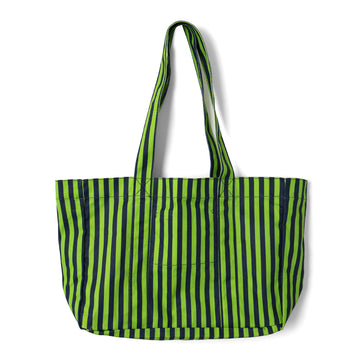 Damson Madder Canvas Tote Navy Lime Stripe