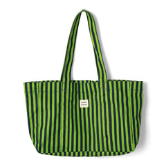 Damson Madder Canvas Tote Navy Lime Stripe - Parasol Store
