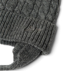 Damson Madder Cashmere Mix Turn Up Tie Beanie Charcoal
