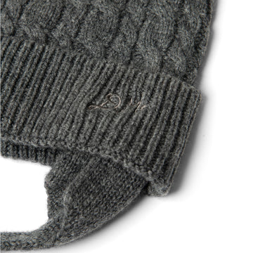 Damson Madder Cashmere Mix Turn Up Tie Beanie Charcoal