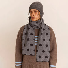 Damson Madder Cashmere Mix Turn Up Tie Beanie Charcoal