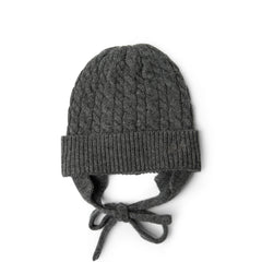 Damson Madder Cashmere Mix Turn Up Tie Beanie Charcoal