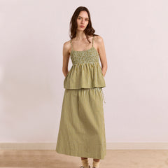 Damson Madder Caspia Volume Midi Skirt Basil