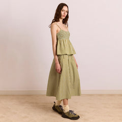 Damson Madder Caspia Volume Midi Skirt Basil