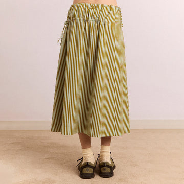Damson Madder Caspia Volume Midi Skirt Basil