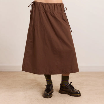 Damson Madder Caspia Volume Midi Skirt Choc