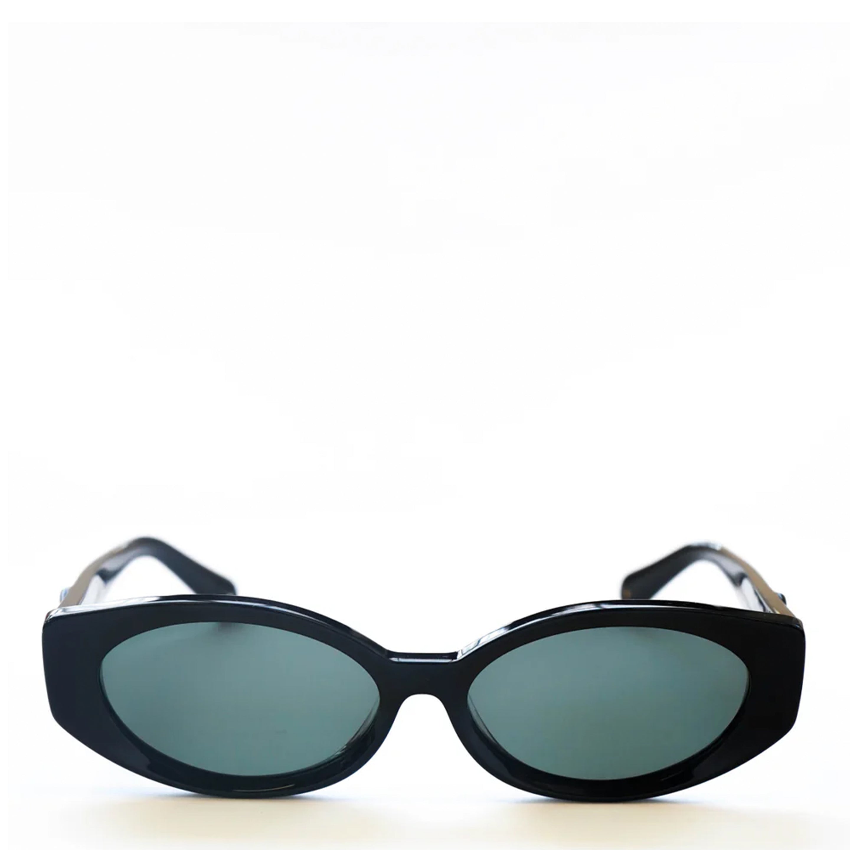 Damson Madder Catty Oval Sunglasses With Bow Detail Black