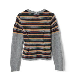Damson Madder Clara Double Sleeve Merino Wool Jumper Stripe Multi