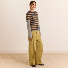 Damson Madder Clara Double Sleeve Merino Wool Jumper Stripe Multi