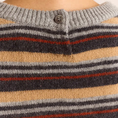 Damson Madder Clara Double Sleeve Merino Wool Jumper Stripe Multi