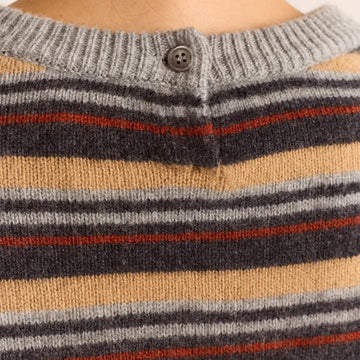Damson Madder Clara Double Sleeve Merino Wool Jumper Stripe Multi