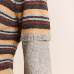Damson Madder Clara Double Sleeve Merino Wool Jumper Stripe Multi