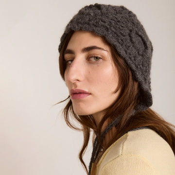 Damson Madder Crochet Bonnet Charcoal Marl - Parasol Store